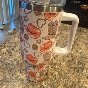 Western Themed Tumbler with Handle